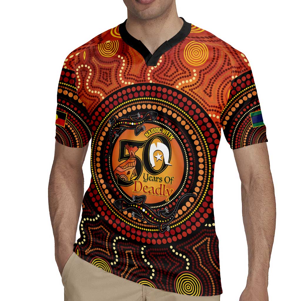 NAIDOC Week 2026 Personalised Rugby Jersey 50 Years of Deadly Lizard Kangaroo Aboriginal Art
