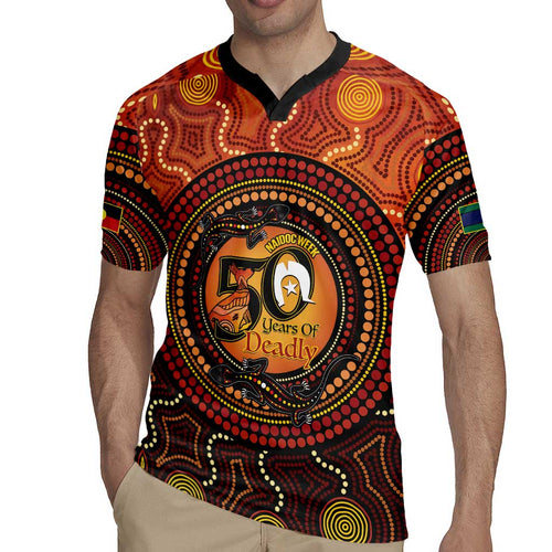 NAIDOC Week 2026 Personalised Rugby Jersey 50 Years of Deadly Lizard Kangaroo Aboriginal Art
