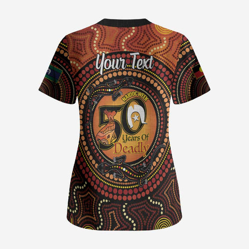 NAIDOC Week 2026 Personalised Scrub Top 50 Years of Deadly Lizard Kangaroo Aboriginal Art