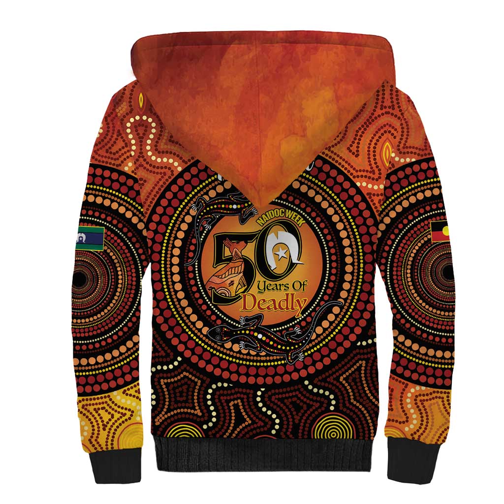 NAIDOC Week 2026 Personalised Sherpa Hoodie 50 Years of Deadly Lizard Kangaroo Aboriginal Art