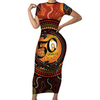 NAIDOC Week 2026 Personalised Short Sleeve Bodycon Dress 50 Years of Deadly Lizard Kangaroo Aboriginal Art