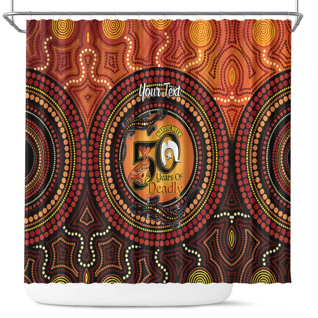 NAIDOC Week 2026 Personalised Shower Curtain 50 Years of Deadly Lizard Kangaroo Aboriginal Art