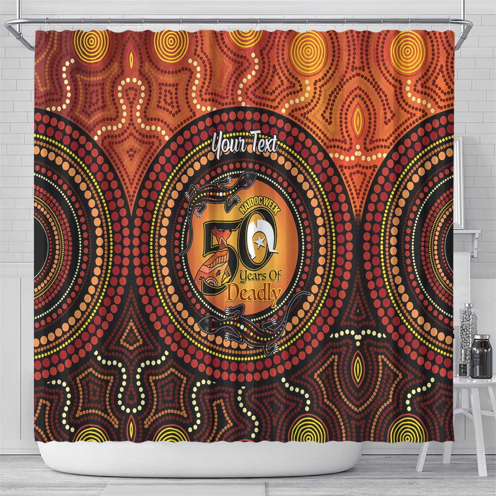 NAIDOC Week 2026 Personalised Shower Curtain 50 Years of Deadly Lizard Kangaroo Aboriginal Art