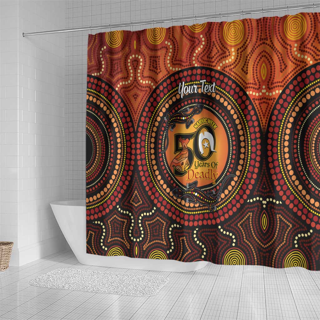 NAIDOC Week 2026 Personalised Shower Curtain 50 Years of Deadly Lizard Kangaroo Aboriginal Art
