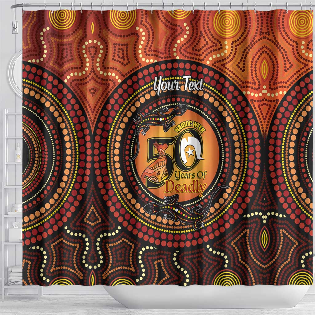 NAIDOC Week 2026 Personalised Shower Curtain 50 Years of Deadly Lizard Kangaroo Aboriginal Art
