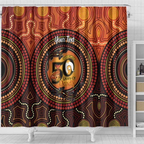 NAIDOC Week 2026 Personalised Shower Curtain 50 Years of Deadly Lizard Kangaroo Aboriginal Art