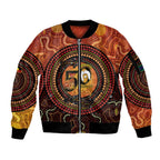 NAIDOC Week 2026 Personalised Sleeve Zip Bomber Jacket 50 Years of Deadly Lizard Kangaroo Aboriginal Art