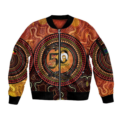 NAIDOC Week 2026 Personalised Sleeve Zip Bomber Jacket 50 Years of Deadly Lizard Kangaroo Aboriginal Art