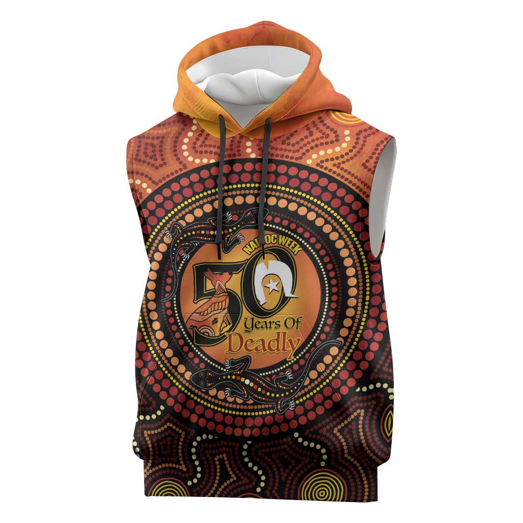 NAIDOC Week 2026 Personalised Sleeveless Hoodie 50 Years of Deadly Lizard Kangaroo Aboriginal Art