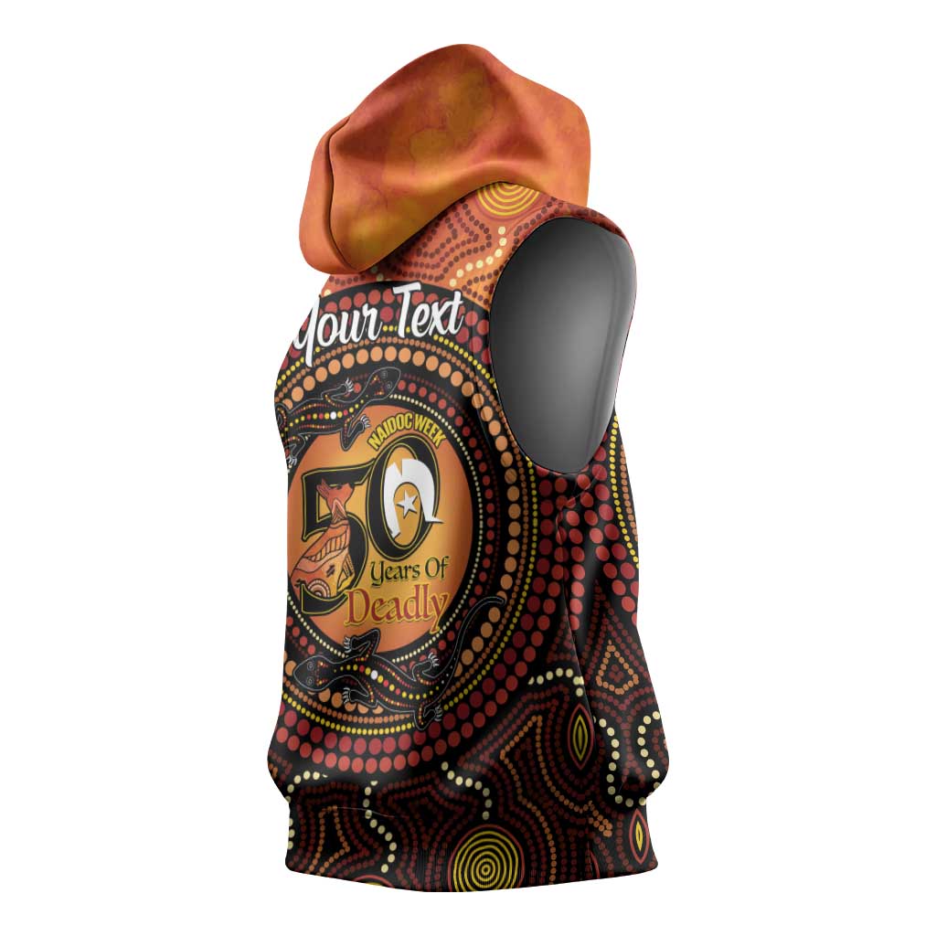 NAIDOC Week 2026 Personalised Sleeveless Hoodie 50 Years of Deadly Lizard Kangaroo Aboriginal Art