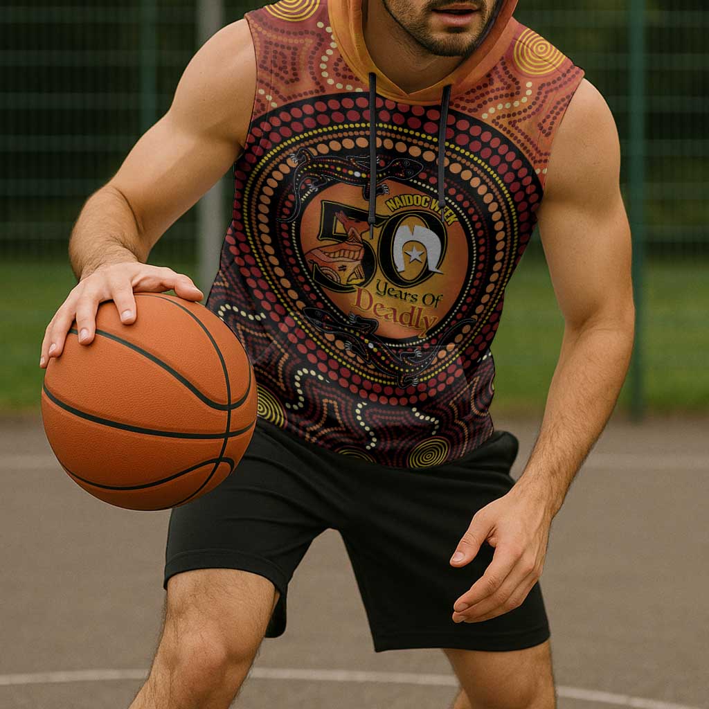 NAIDOC Week 2026 Personalised Sleeveless Hoodie 50 Years of Deadly Lizard Kangaroo Aboriginal Art