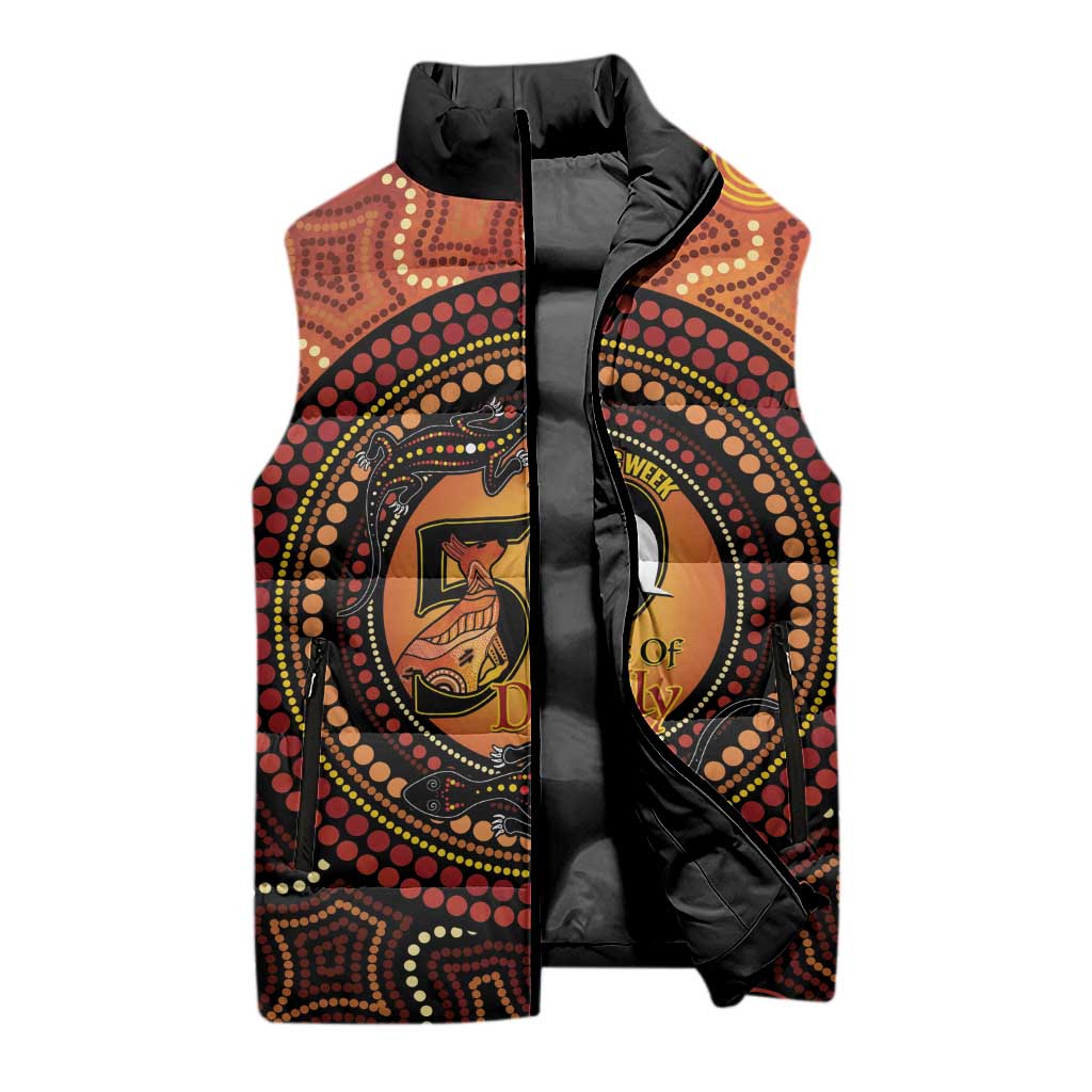 NAIDOC Week 2026 Personalised Sleeveless Puffer Jacket 50 Years of Deadly Lizard Kangaroo Aboriginal Art