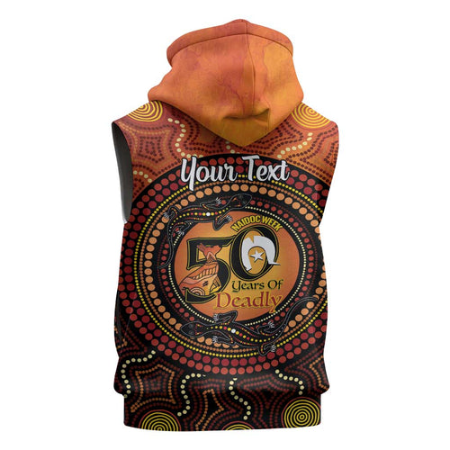 NAIDOC Week 2026 Personalised Sleeveless Zip Hoodie 50 Years of Deadly Lizard Kangaroo Aboriginal Art