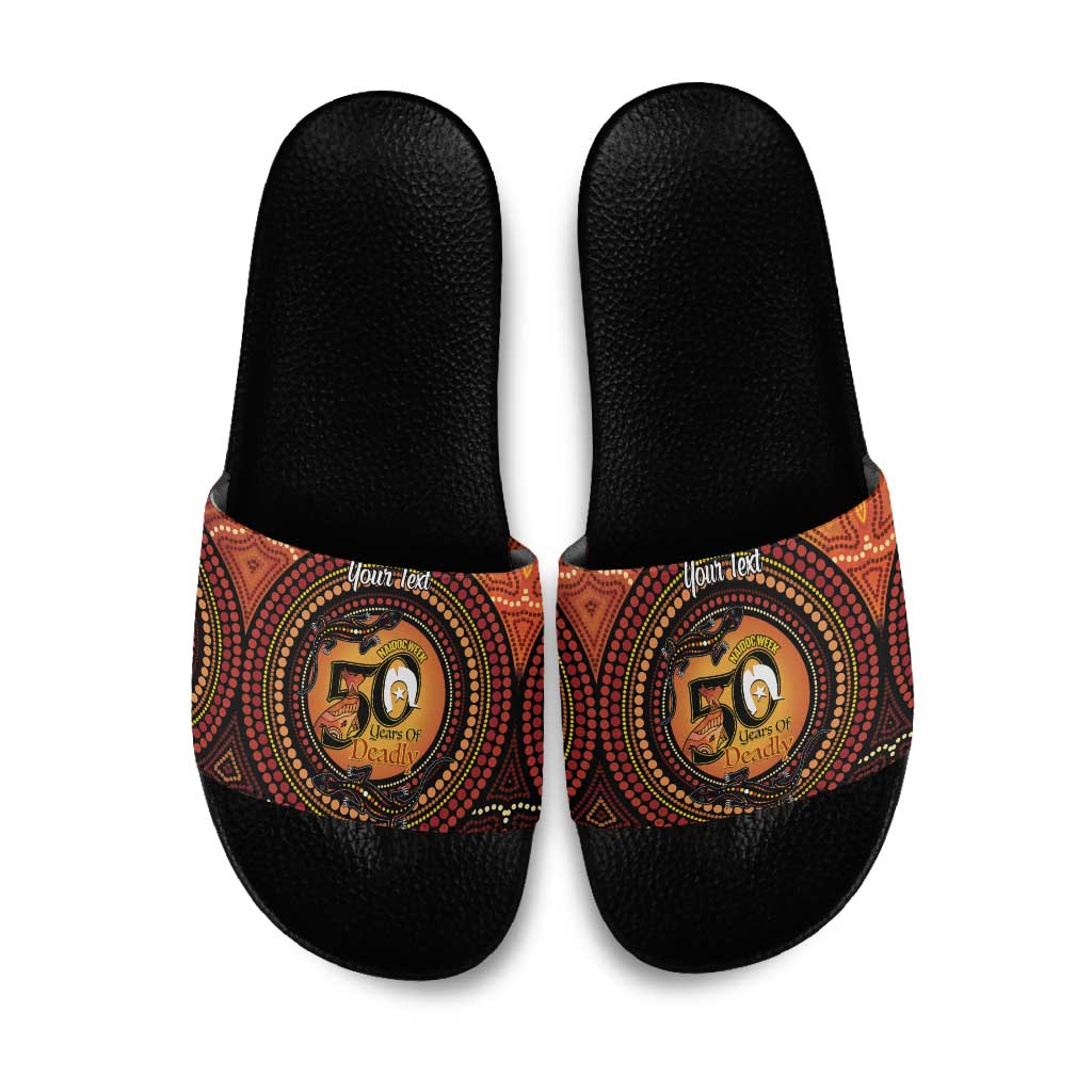 NAIDOC Week 2026 Personalised Slide Sandals 50 Years of Deadly Lizard Kangaroo Aboriginal Art