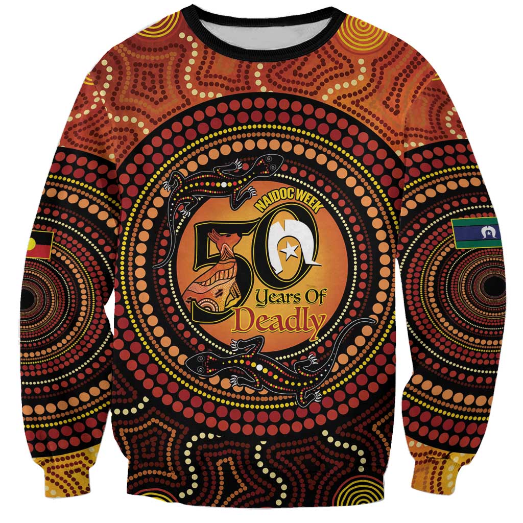 NAIDOC Week 2026 Personalised Sweatshirt 50 Years of Deadly Lizard Kangaroo Aboriginal Art