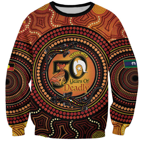 NAIDOC Week 2026 Personalised Sweatshirt 50 Years of Deadly Lizard Kangaroo Aboriginal Art