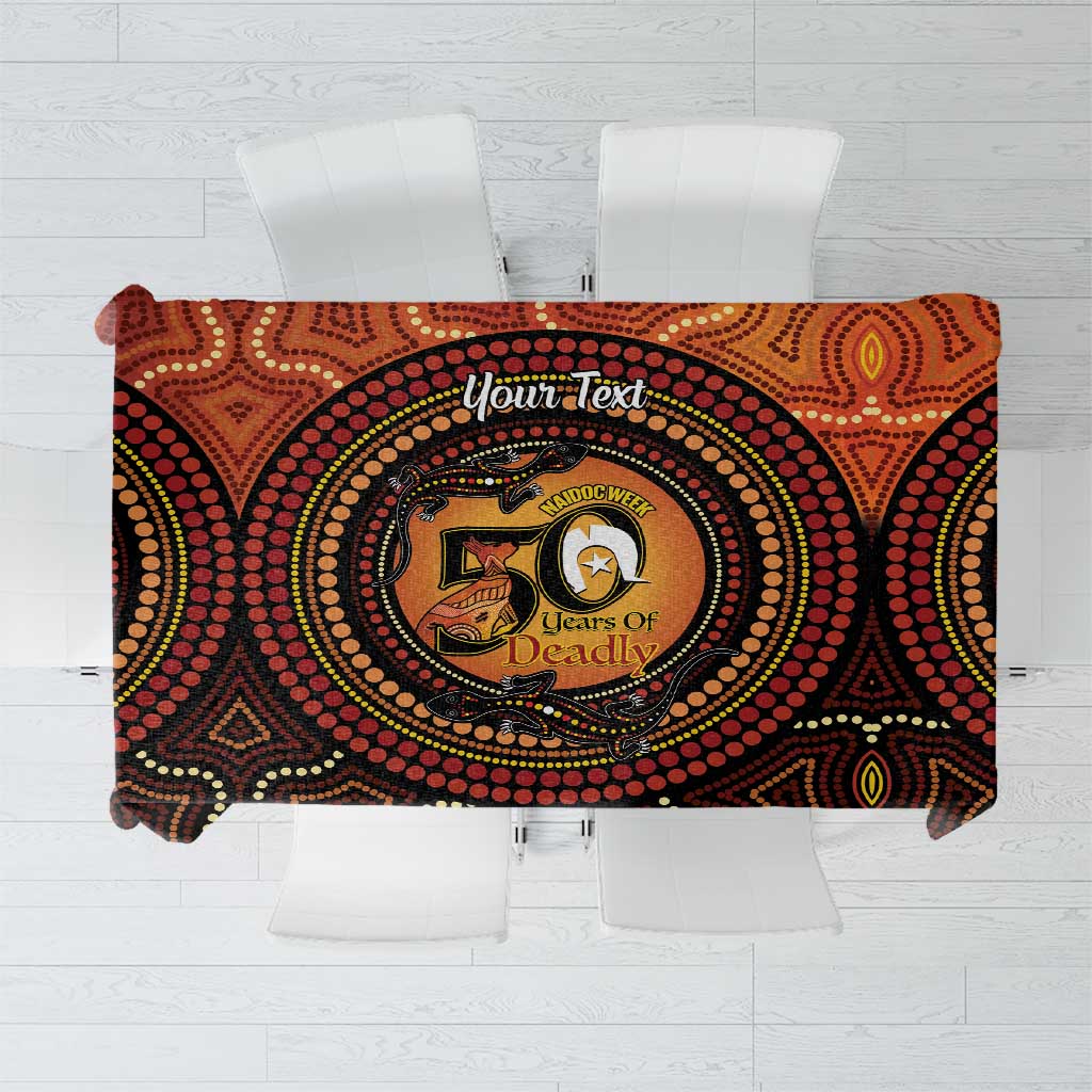 NAIDOC Week 2026 Personalised Tablecloth 50 Years of Deadly Lizard Kangaroo Aboriginal Art