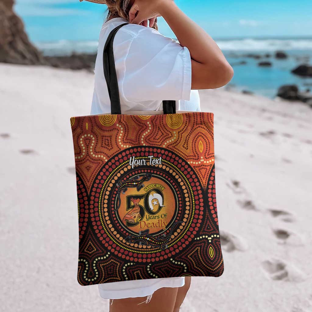 NAIDOC Week 2026 Personalised Tote Bag 50 Years of Deadly Lizard Kangaroo Aboriginal Art