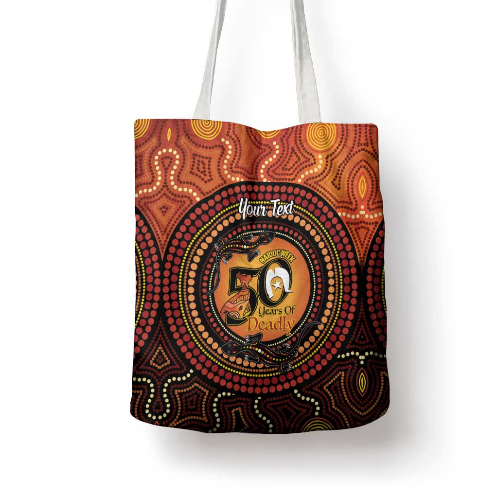 NAIDOC Week 2026 Personalised Tote Bag 50 Years of Deadly Lizard Kangaroo Aboriginal Art