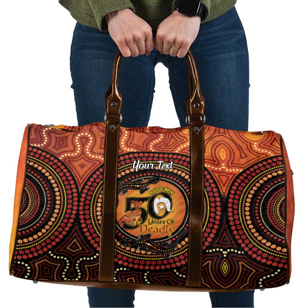 NAIDOC Week 2026 Personalised Travel Bag 50 Years of Deadly Lizard Kangaroo Aboriginal Art