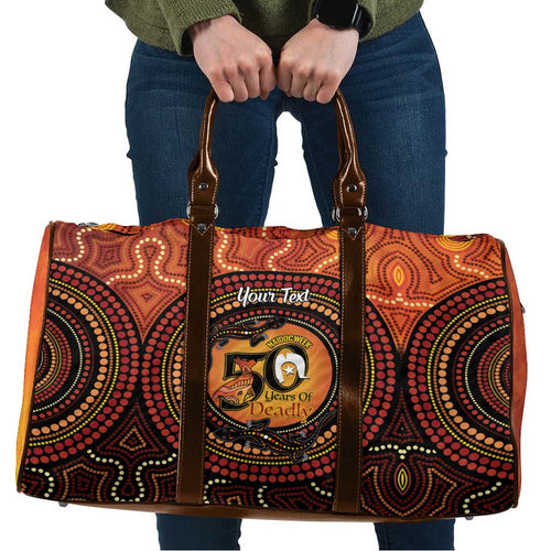 NAIDOC Week 2026 Personalised Travel Bag 50 Years of Deadly Lizard Kangaroo Aboriginal Art