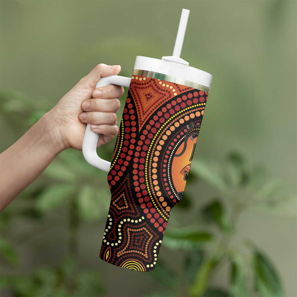 NAIDOC Week 2026 Personalised Tumbler With Handle 50 Years of Deadly Lizard Kangaroo Aboriginal Art