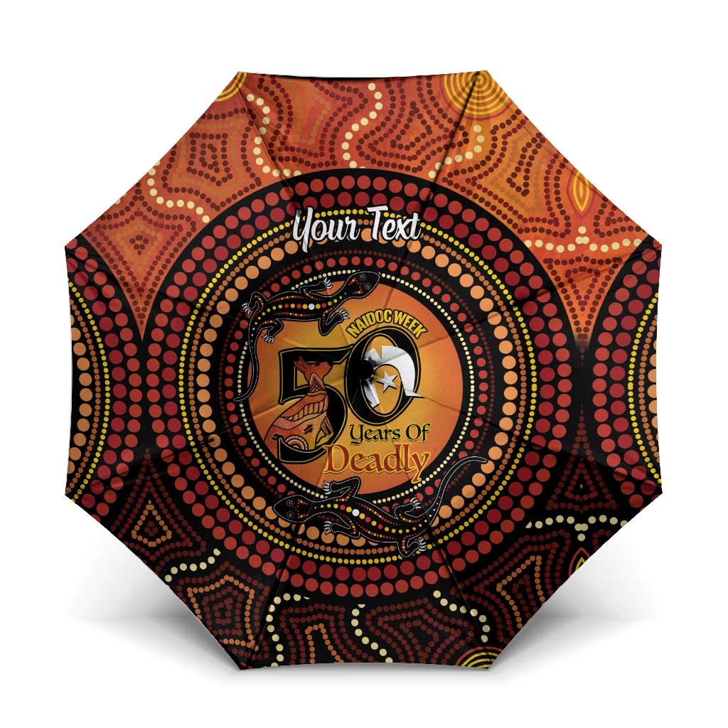 NAIDOC Week 2026 Personalised Umbrella 50 Years of Deadly Lizard Kangaroo Aboriginal Art