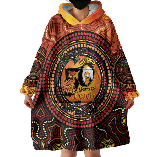 NAIDOC Week 2026 Personalised Wearable Blanket Hoodie 50 Years of Deadly Lizard Kangaroo Aboriginal Art