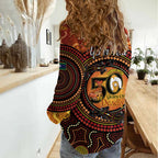 NAIDOC Week 2026 Personalised Women Casual Shirt 50 Years of Deadly Lizard Kangaroo Aboriginal Art