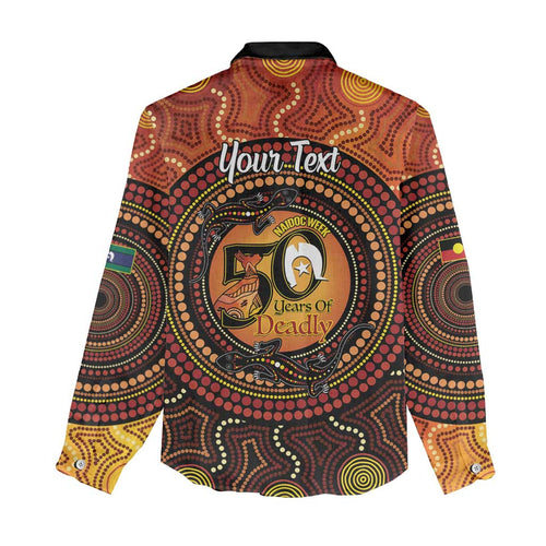 NAIDOC Week 2026 Personalised Women Casual Shirt 50 Years of Deadly Lizard Kangaroo Aboriginal Art