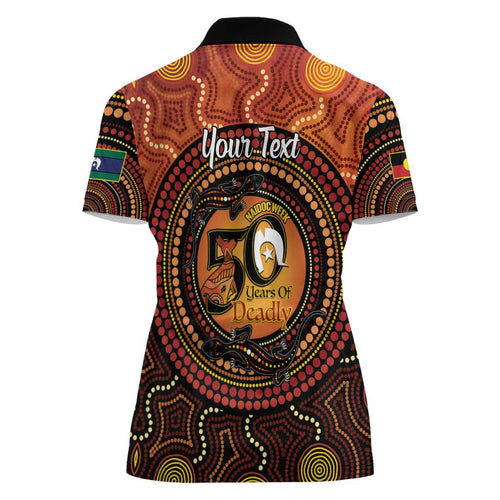 NAIDOC Week 2026 Personalised Women Polo Shirt 50 Years of Deadly Lizard Kangaroo Aboriginal Art