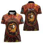 NAIDOC Week 2026 Personalised Women Polo Shirt 50 Years of Deadly Lizard Kangaroo Aboriginal Art