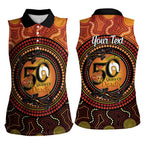 NAIDOC Week 2026 Personalised Women Sleeveless Polo Shirt 50 Years of Deadly Lizard Kangaroo Aboriginal Art