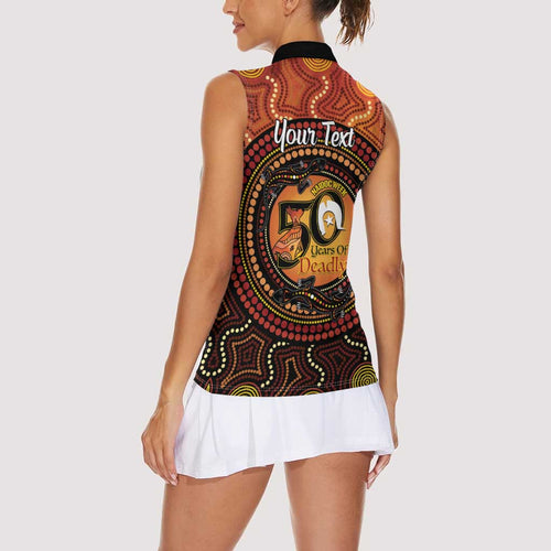 NAIDOC Week 2026 Personalised Women Sleeveless Polo Shirt 50 Years of Deadly Lizard Kangaroo Aboriginal Art