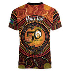 NAIDOC Week 2026 Personalised Women V-Neck T-Shirt 50 Years of Deadly Lizard Kangaroo Aboriginal Art