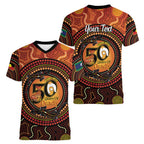 NAIDOC Week 2026 Personalised Women V-Neck T-Shirt 50 Years of Deadly Lizard Kangaroo Aboriginal Art