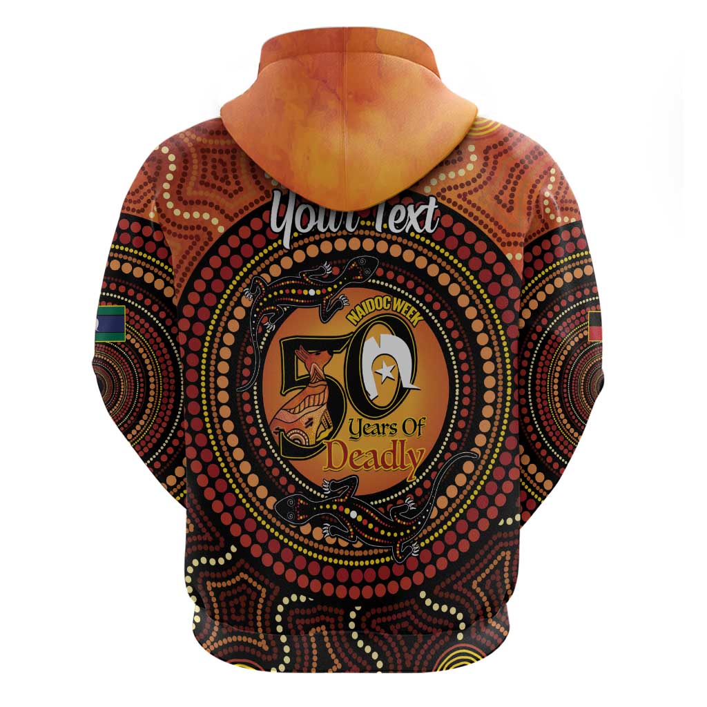 NAIDOC Week 2026 Personalised Zip Hoodie 50 Years of Deadly Lizard Kangaroo Aboriginal Art