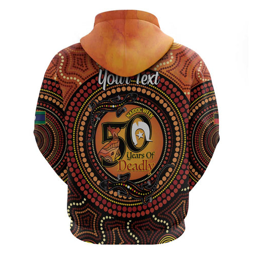 NAIDOC Week 2026 Personalised Zip Hoodie 50 Years of Deadly Lizard Kangaroo Aboriginal Art