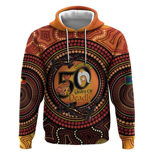 NAIDOC Week 2026 Personalised Zip Hoodie 50 Years of Deadly Lizard Kangaroo Aboriginal Art