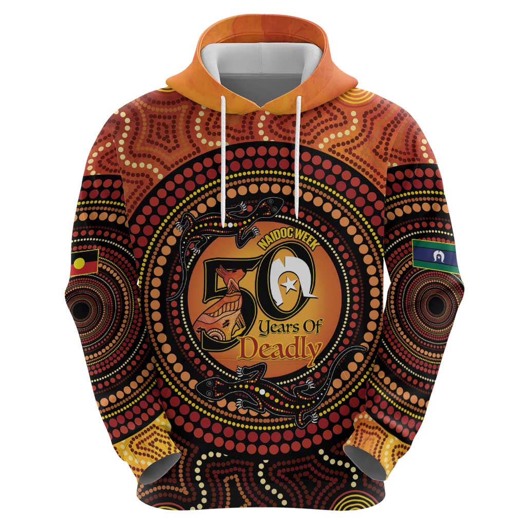 NAIDOC Week 2026 Personalised Zip Hoodie 50 Years of Deadly Lizard Kangaroo Aboriginal Art