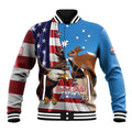 Personalised United States And Australia Baseball Jacket USA Eagle With Aussie Kangaroo