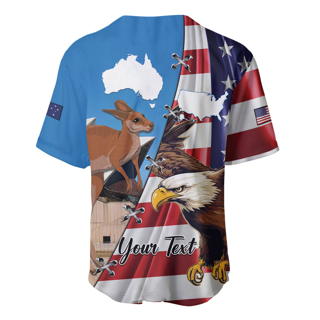 Personalised United States And Australia Baseball Jersey USA Eagle With Aussie Kangaroo