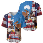 Personalised United States And Australia Baseball Jersey USA Eagle With Aussie Kangaroo