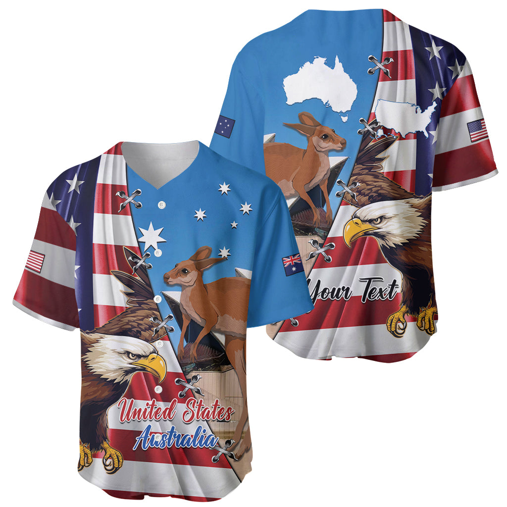 Personalised United States And Australia Baseball Jersey USA Eagle With Aussie Kangaroo