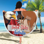 Personalised United States And Australia Beach Blanket USA Eagle With Aussie Kangaroo