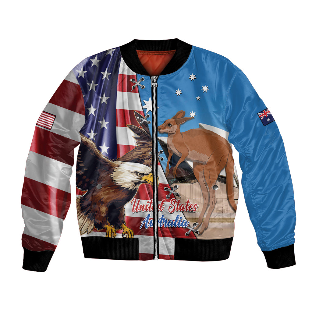 Personalised United States And Australia Bomber Jacket USA Eagle With Aussie Kangaroo