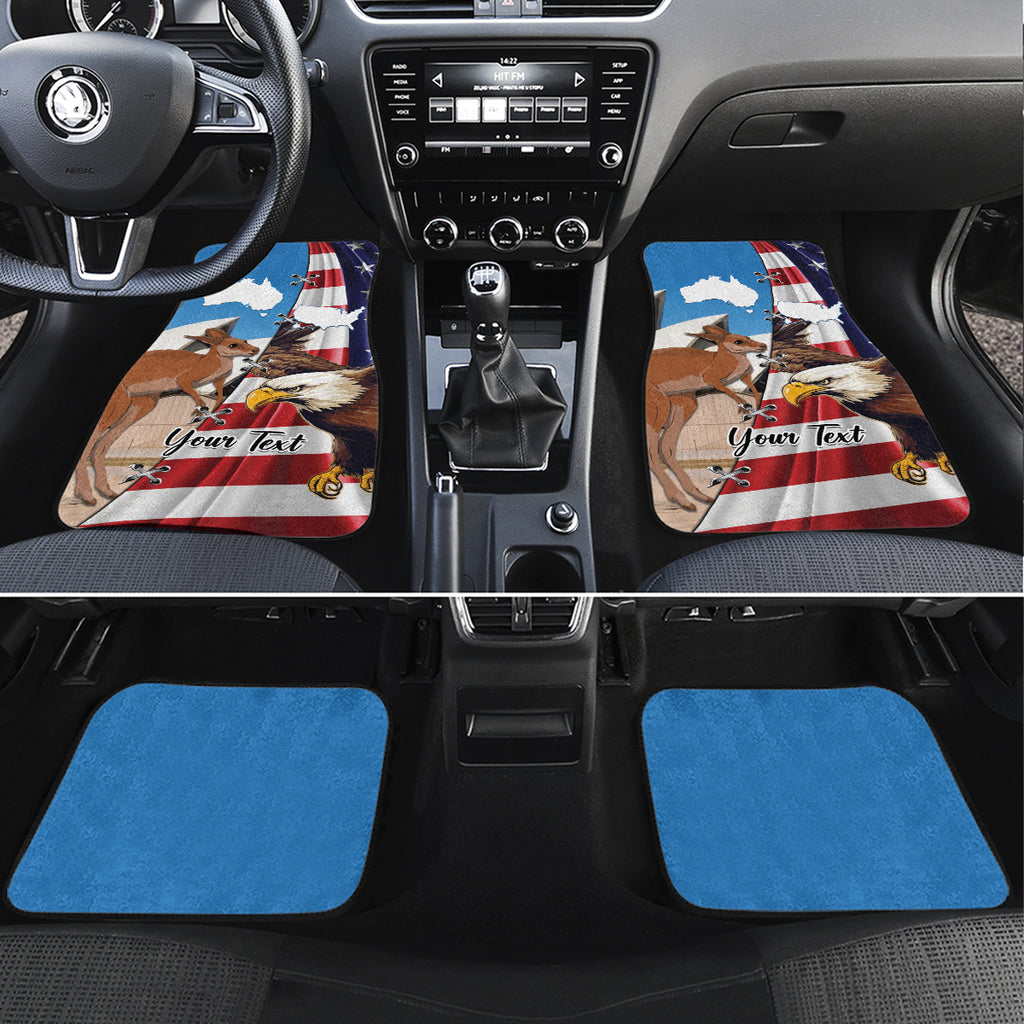 Personalised United States And Australia Car Mats USA Eagle With Aussie Kangaroo
