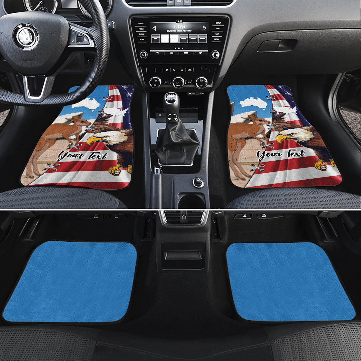 Personalised United States And Australia Car Mats USA Eagle With Aussie Kangaroo