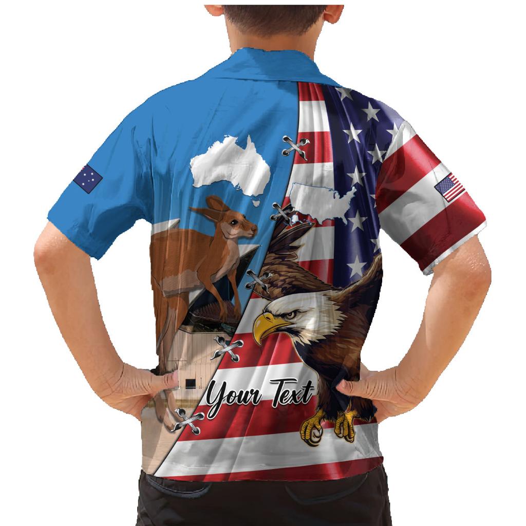 Personalised United States And Australia Family Matching Mermaid Dress and Hawaiian Shirt USA Eagle With Aussie Kangaroo
