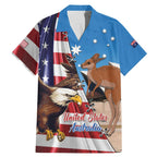 Personalised United States And Australia Family Matching Mermaid Dress and Hawaiian Shirt USA Eagle With Aussie Kangaroo